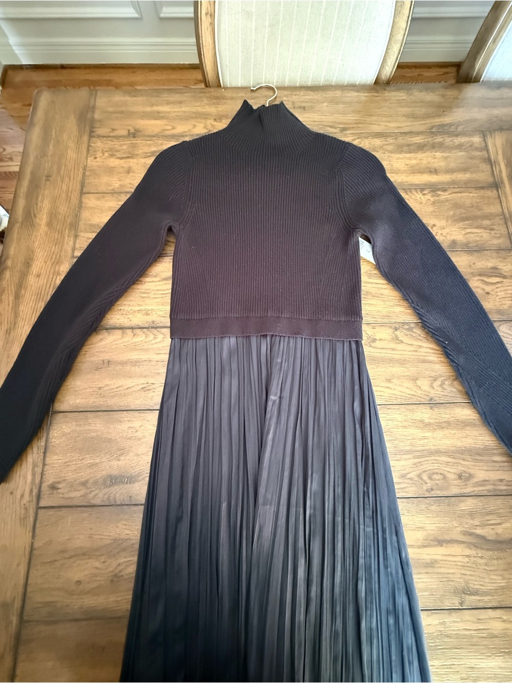 Anthropologie Black Ribbed Knit Top Dress